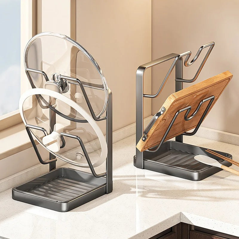 2-Tier Pot Lid Holder with Detachable Drip Tray