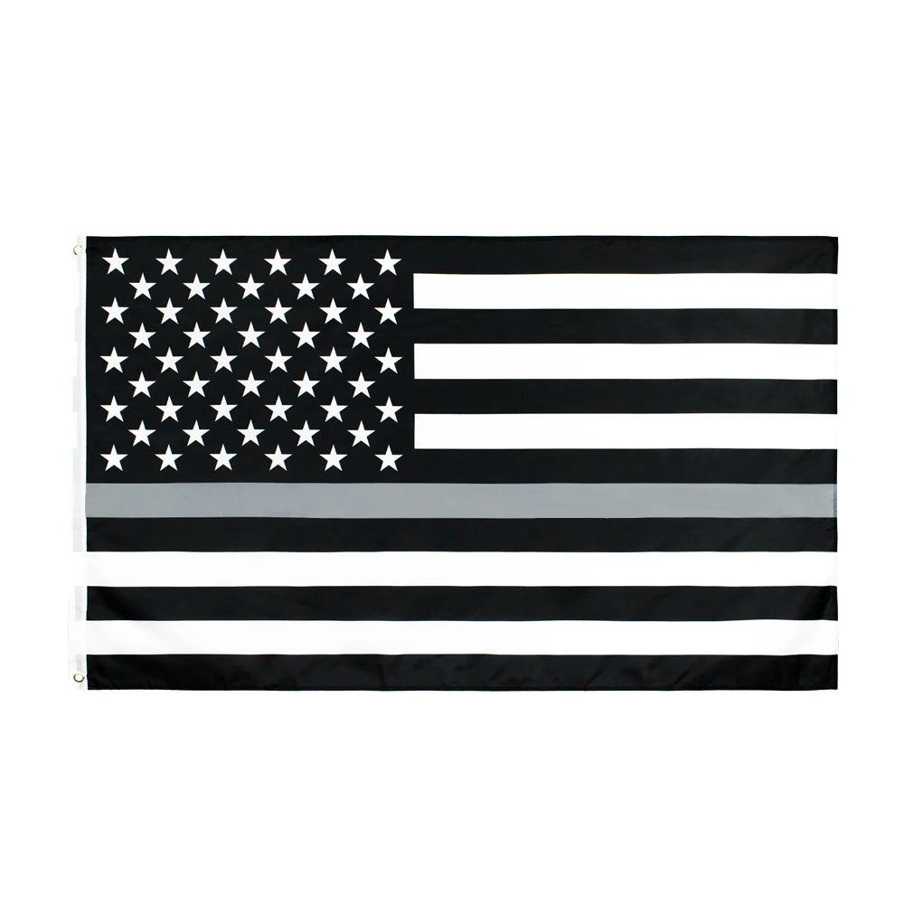 3x5 Feet Thin Gray Line United States Flag