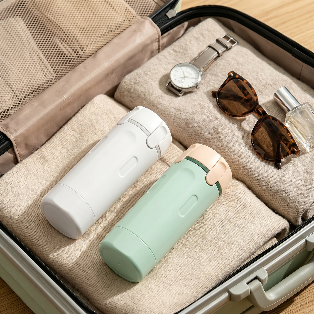 4-in-1 Travel Dispenser Bottle in use